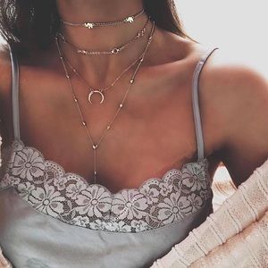 Gold cute layered necklace